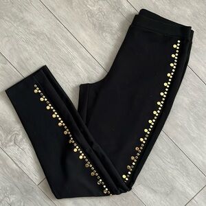 Michael Kors NWOT Gold Studded Black Cotton Pants, Size M